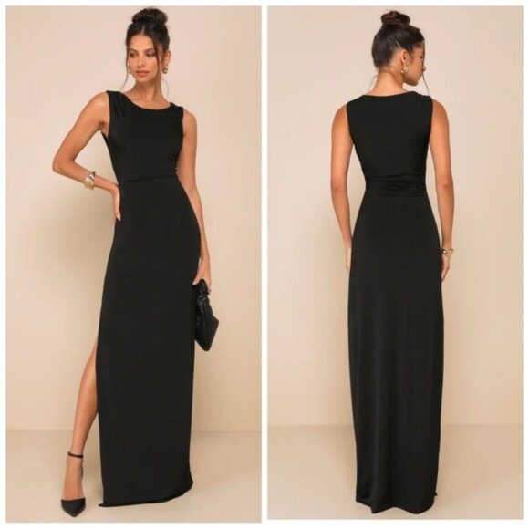 Pía Rucci Black Maxi Pencil Dress Sleeveless Elegant Size 8 - Picture 1 of 11